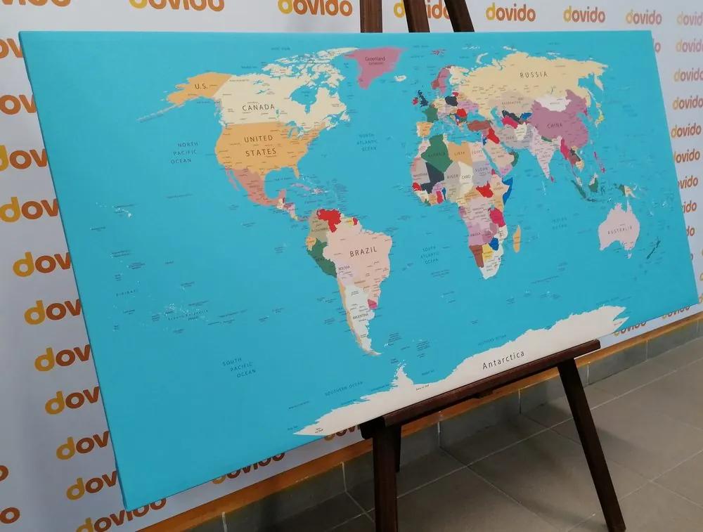 Εικόνα στον παγκόσμιο χάρτη φελλού με ονόματα - 120x60  color mix