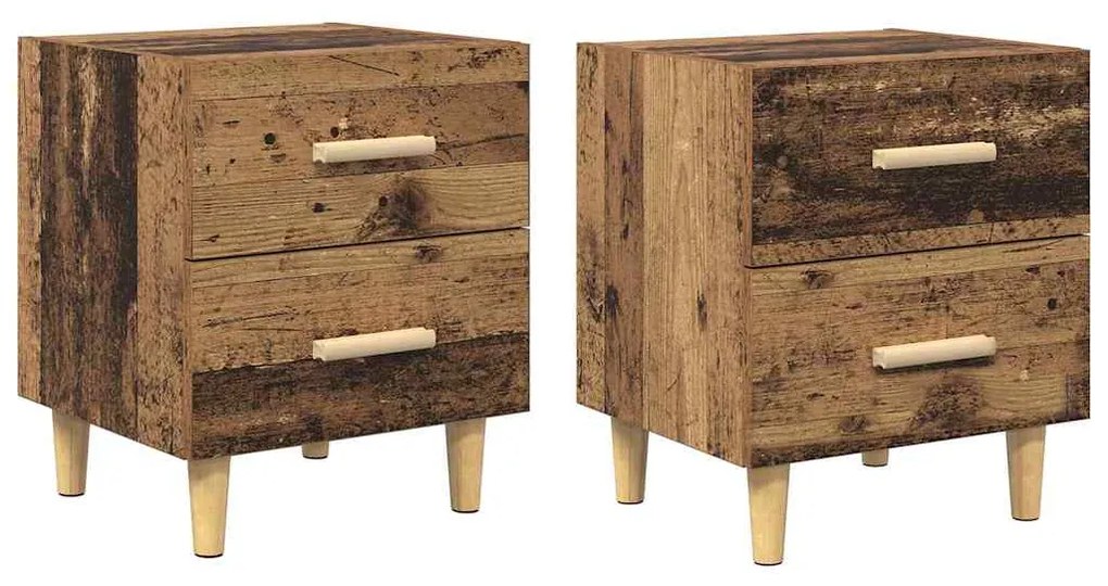 vidaXL Ντουλάπι κρεβατιού με συρτάρι 2 pcs Παλιό ξύλο 40 x 35 x 47.5cm