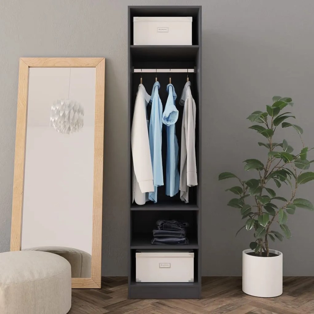 vidaXL Ντουλάπα Γκρι 50 x 50 x 200 εκ. από Μοριοσανίδα