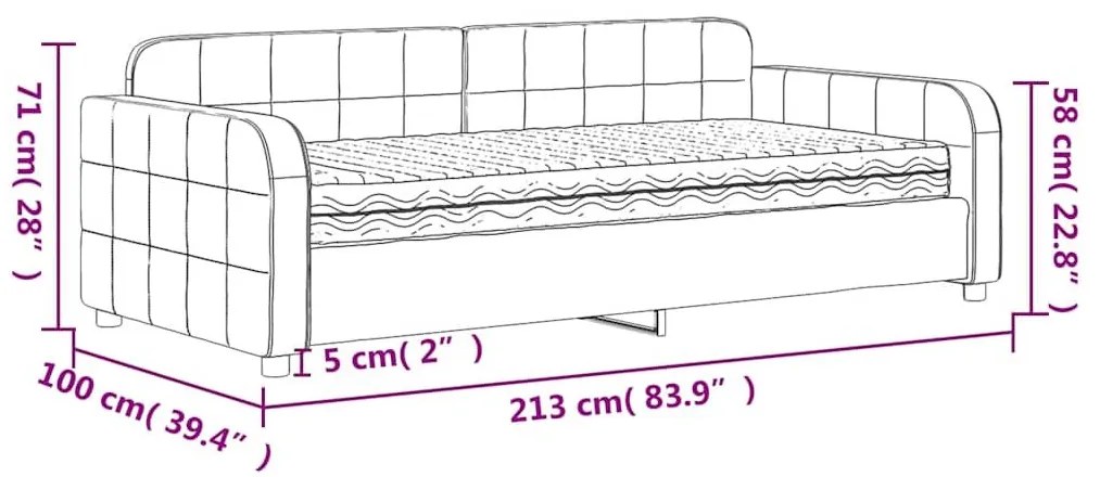 Κρεβάτι ημέρας με στρώμα σκούρο γκρι 90x190 cm Βελούδο - Γκρι