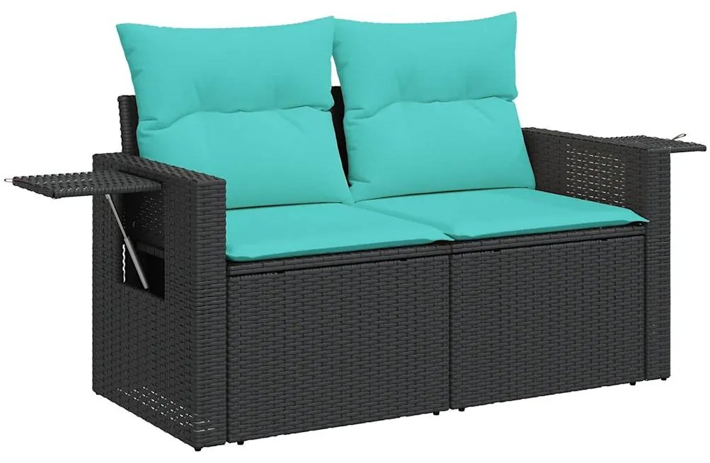 vidaXL Σετ Καναπέ Κήπου 5 Τεμαχίων Μαύρο Συνθετικό Ρατάν με Μαξιλάρια