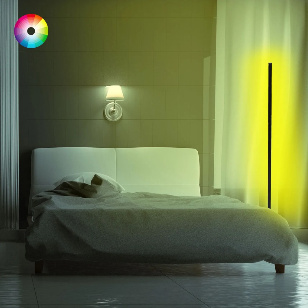 Φωτιστικό Δαπέδου Μαύρο Με RGB LED & Ασύρματο Χειριστήριο 30x30x120 Εκ.