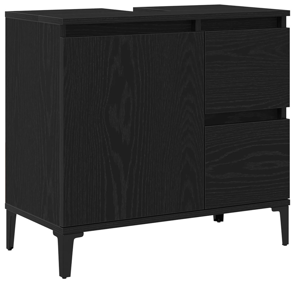 vidaXL Ντουλάπι Νιπτήρα Μαύρη Δρυς 65x33x60 εκ. Ξύλο Επεξεργασμένο