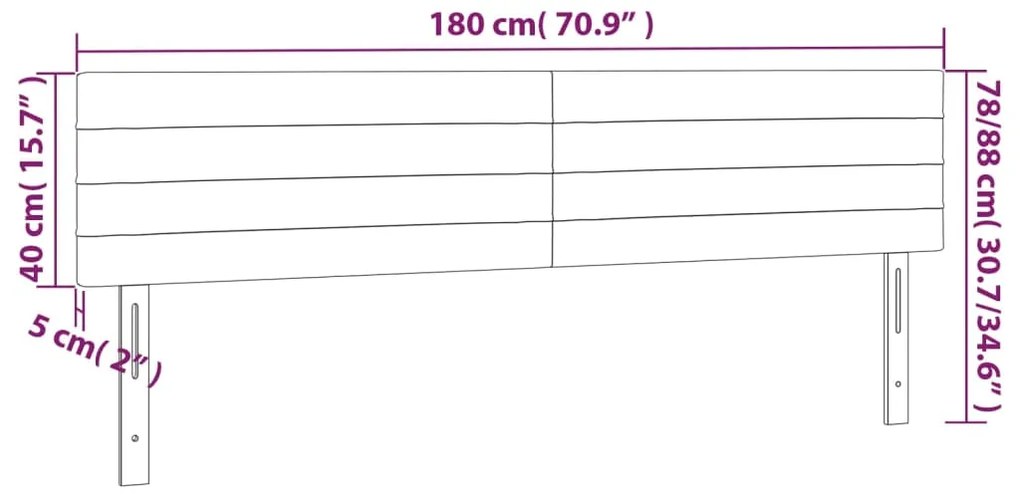 vidaXL Κεφαλάρι Κρεβατιού LED Ανοιχτό Γκρι 180x5x78/88 εκ. Υφασμάτινο