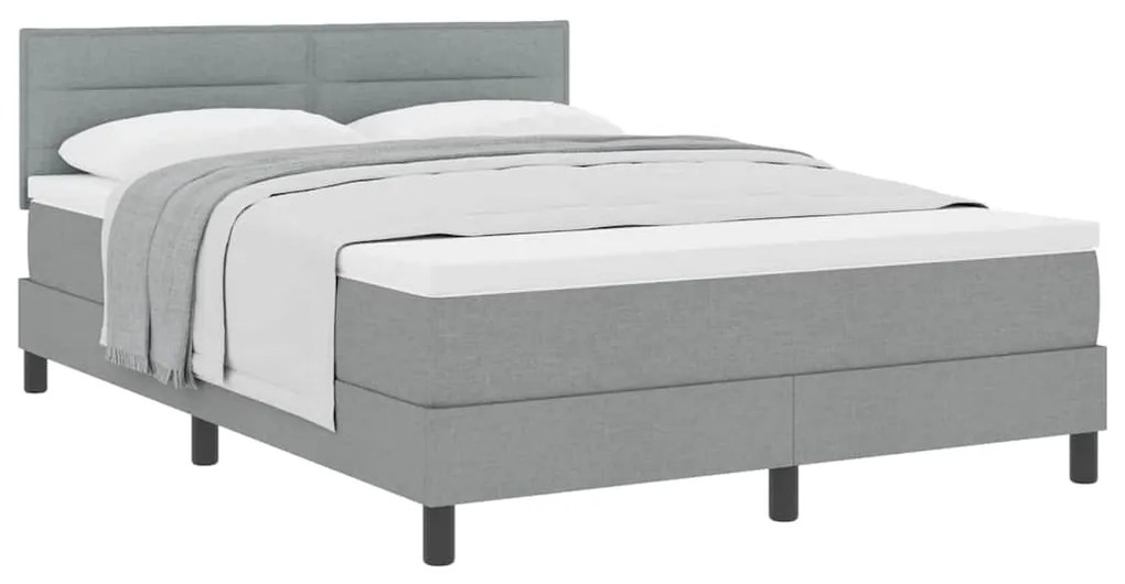 vidaXL Κρεβάτι box spring με στρώμα Ανοιχτό γκρι 140 x 200 cm ύφασμα