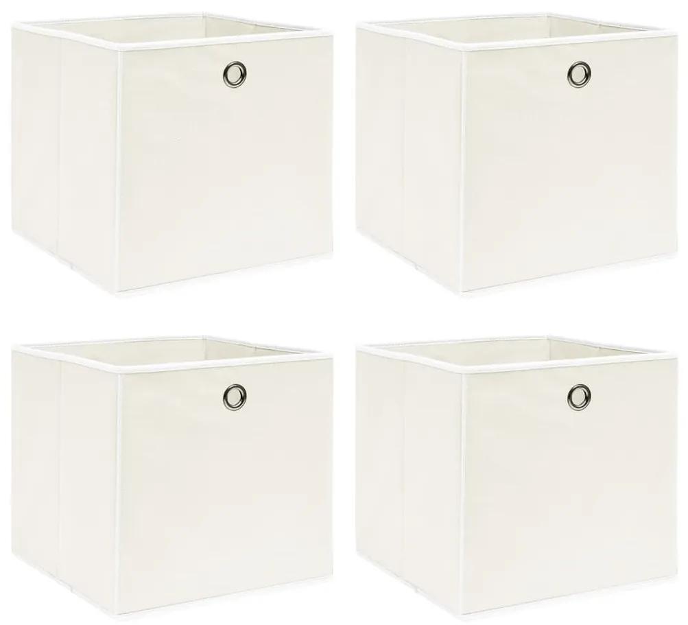 Κουτιά Αποθήκευσης 4 τεμ. Λευκά 32 x 32 x 32 εκ. Υφασμάτινα - Λευκό