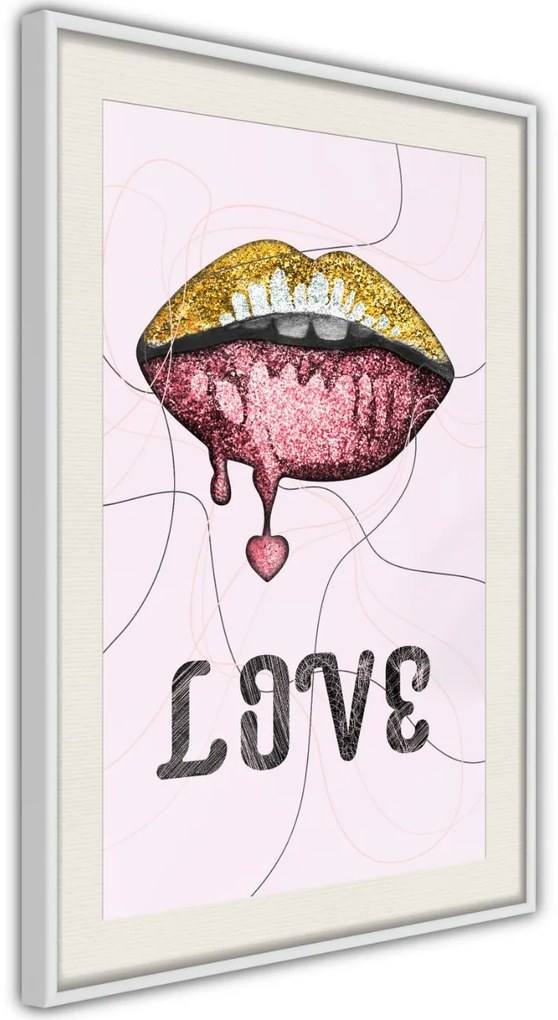 Αφίσα - Lip Gloss and Love - 20x30 - Χρυσό - Χωρίς πασπαρτού