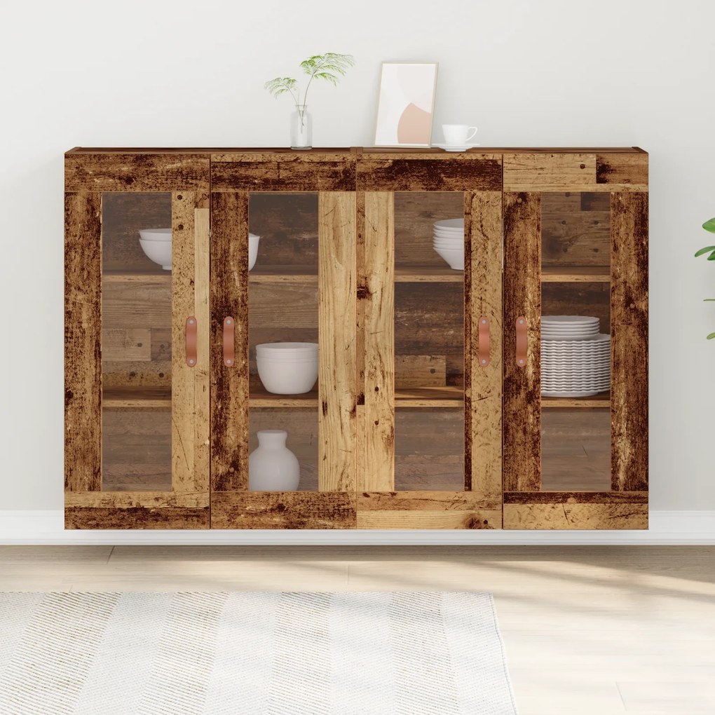 vidaXL Τοίχου Ντουλάπες 2 τεμ Παλιό Ξύλο 69.5x34x90 εκ. Επεξεργασμένο Ξύλο