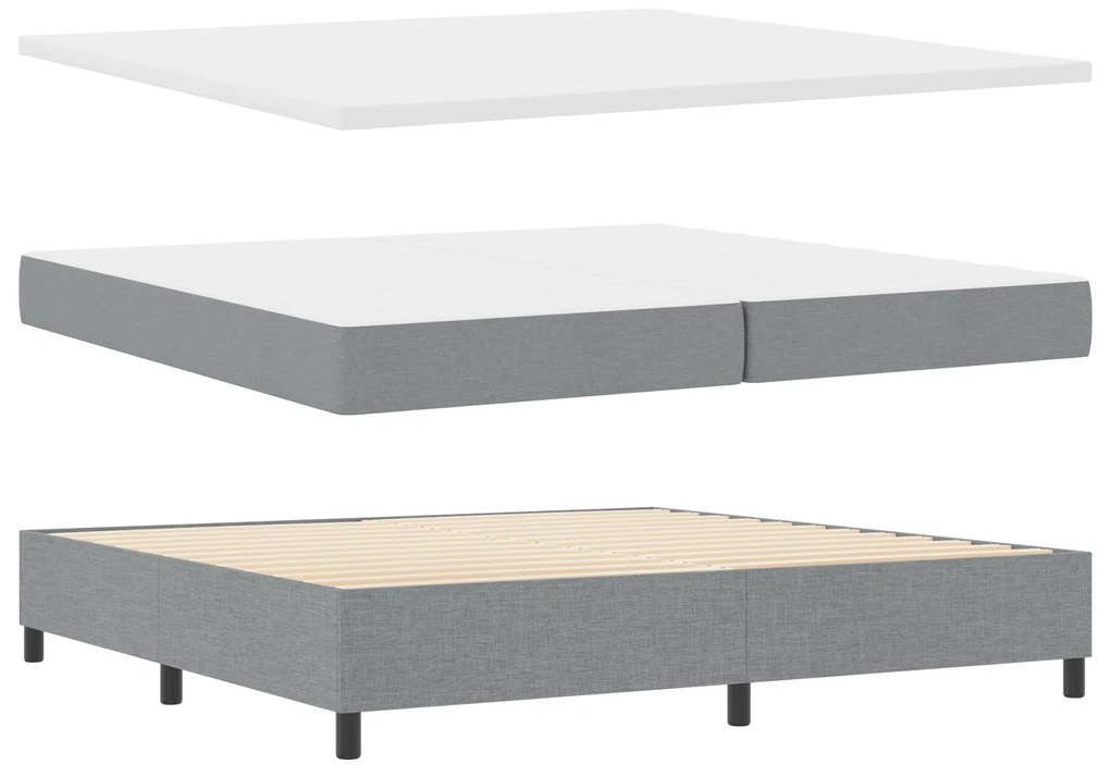 vidaXL κρεβάτι Box Spring με στρώμα Ανοιχτό γκρι 200x200 εκ. Υφασμάτινο