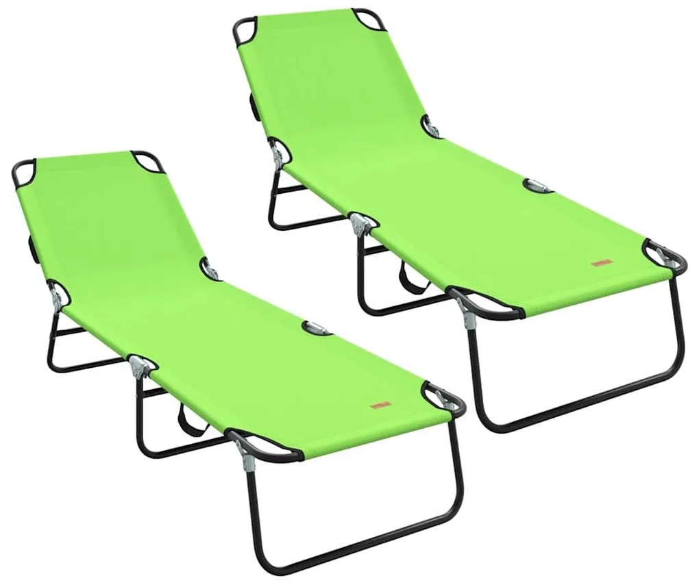 vidaXL Πτυσσόμενη ξαπλώστρα 2 pcs Πράσινο 56 x 189 x 87 εκ. ύφασμα