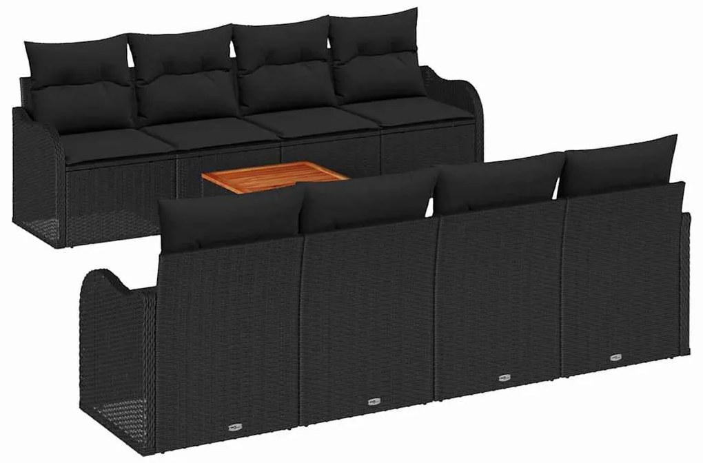 vidaXL Σετ Καναπέ Κήπου 9 pcs Μαύρο