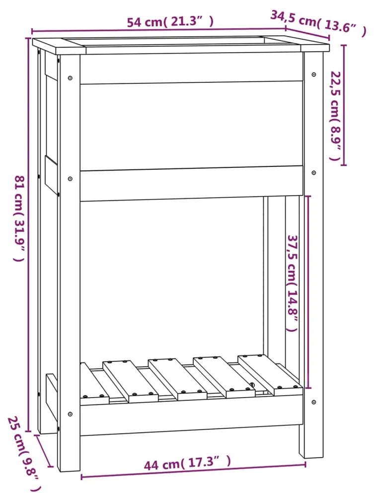 Ζαρντινιέρα με Ράφι Μελί 54x34,5x81 εκ. από Μασίφ Ξύλο Πεύκου - Καφέ