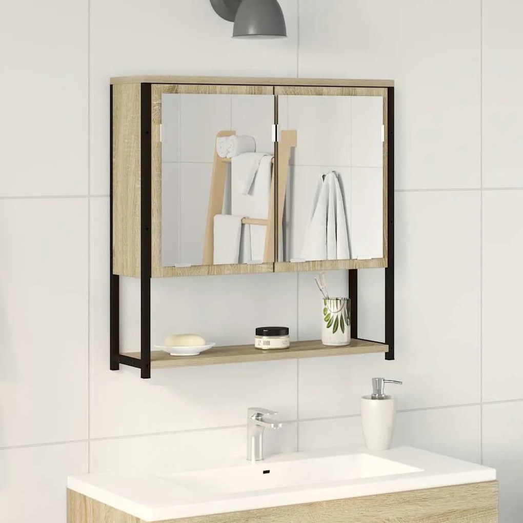 vidaXL Καθρέφτης Μπάνιου Μπεζ 60 x 16 x 60 εκ Επεξεργασμένο ξύλο