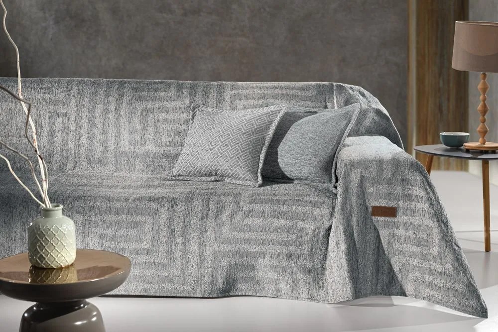 Ριχτάρι Πολυθρονας Polycotton Chenille Aberon Silver 180x150εκ. Guy Laroche