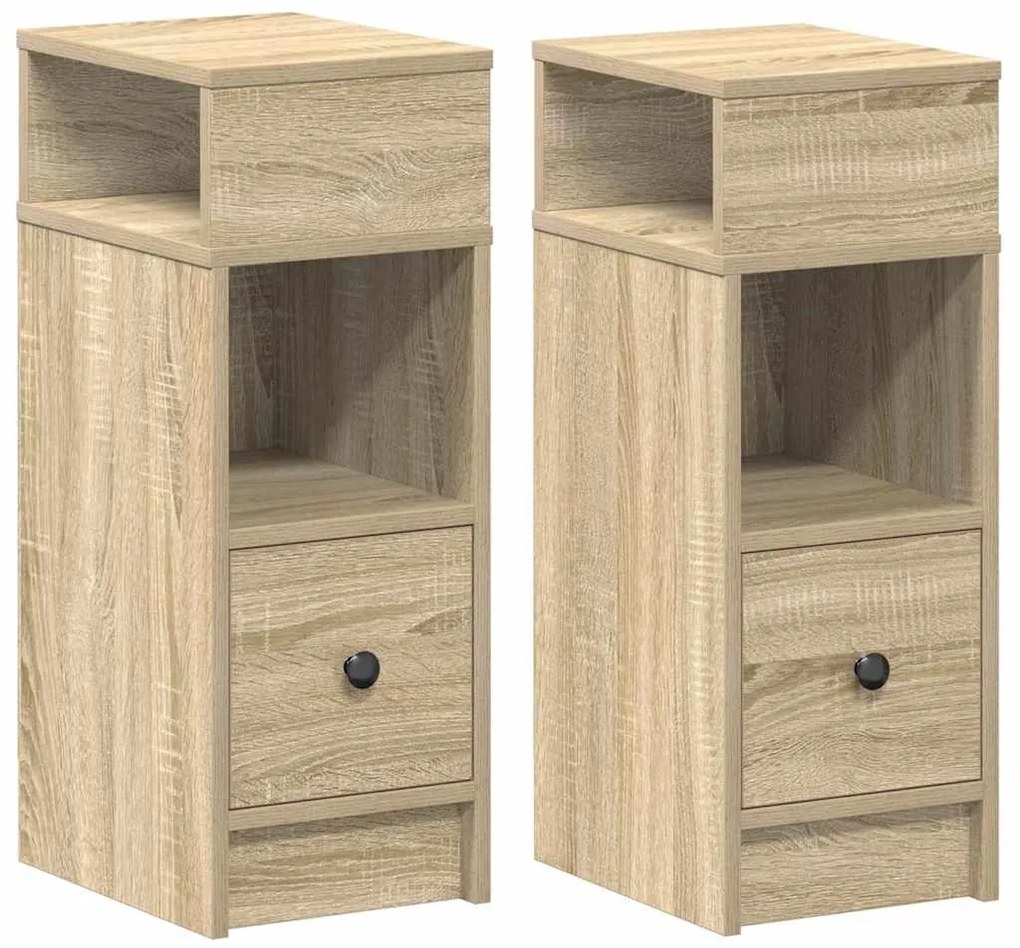 vidaXL Κομοδίνα 2 τεμάχια με συρτάρι Sonoma Δρυς 25x31x66 εκ.