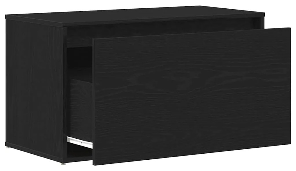 vidaXL παγκάκι με συρτάρι Μαύρο 80 x 40 x 45 εκ. Επεξεργασμένο ξύλο