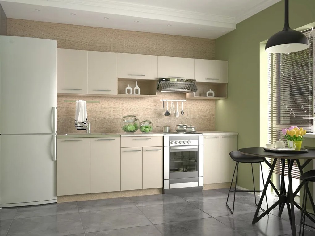 Σετ κουζίνας Houston 858, 260x60cm, Πάγκος, Ινοσανίδες μέσης πυκνότητας