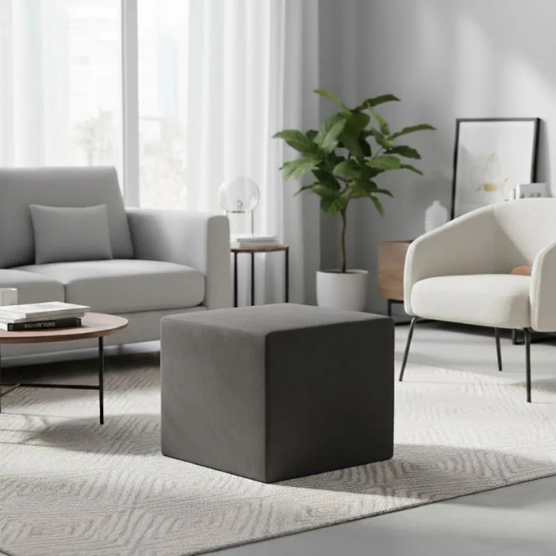 Σκαμπώ April Megapap βελούδινο χρώμα γκρι 40x40x40εκ.