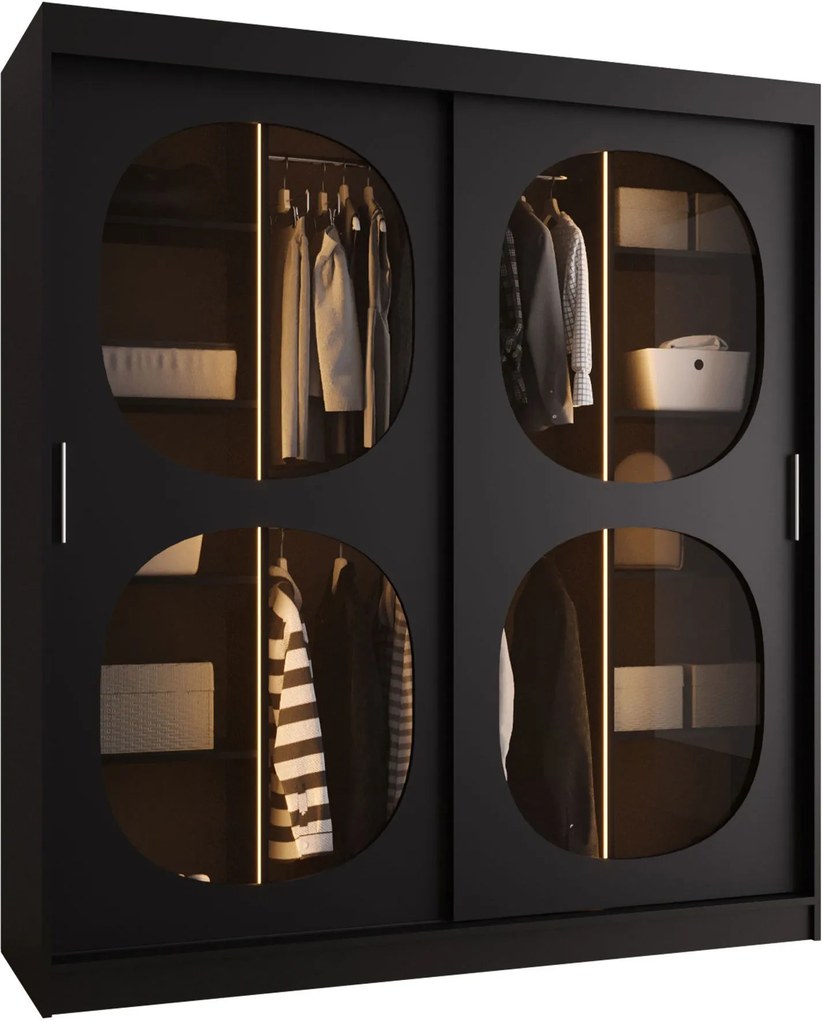 Ντουλάπα Bahrajn II 180 συρόμενη-Μαύρο