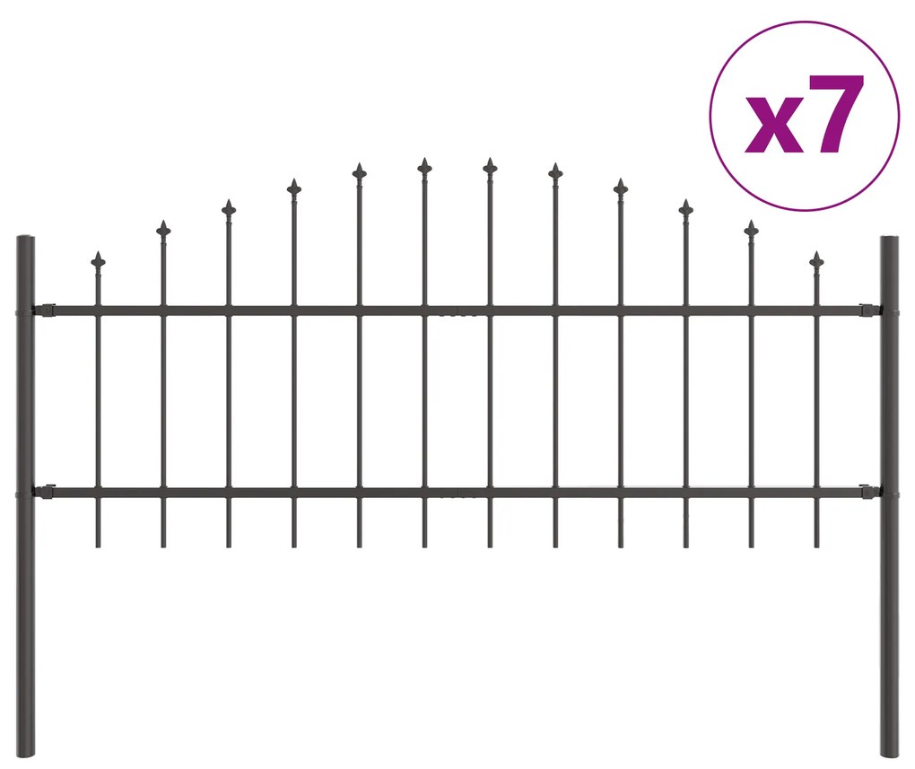 vidaXL Φράχτης Κήπου με Τόξο Γκρί 11,9x0,75 μ Χάλυβας