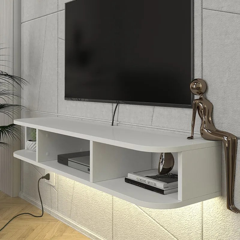 Έπιπλο τηλεόρασης επιτοίχιο Bask Megapap με LED χρώμα λευκό 120x29,6x19,2εκ. - GP042-0307,1