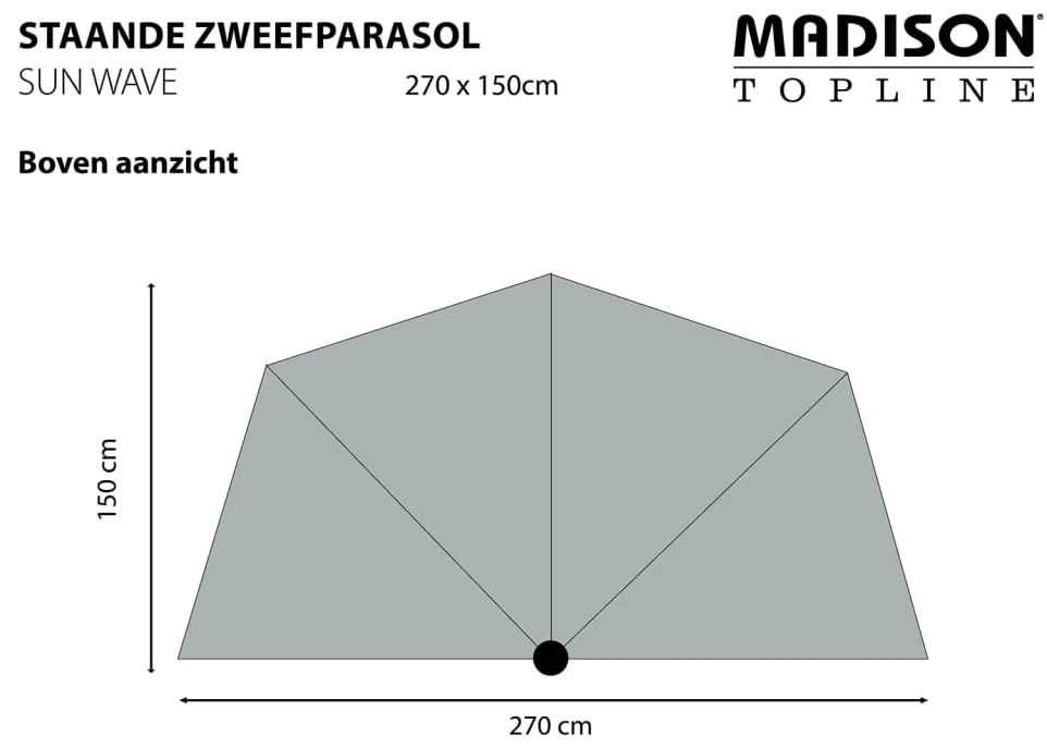 Madison Ομπρέλα Βεράντας Sun Wave Ανοιχτό Γκρι 270 x 150 εκ. - Γκρι