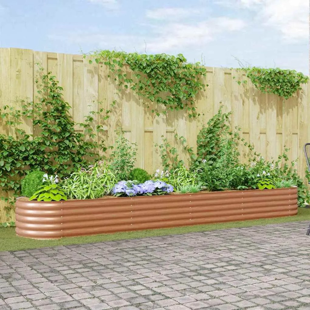 vidaXL Υπερυψωμένη Ζαρντινιέρα Καφέ 400 x 80 x 44 cm Ατσάλι