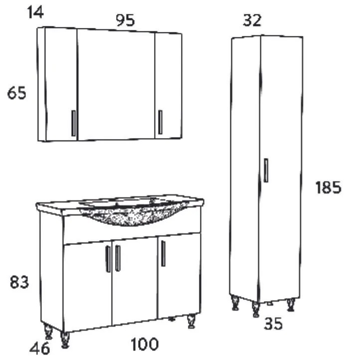 Σετ Επίπλου Mπάνιου SIENA SONOMA 100 9SSI100SN0W Πάγκο 96x34x83cm