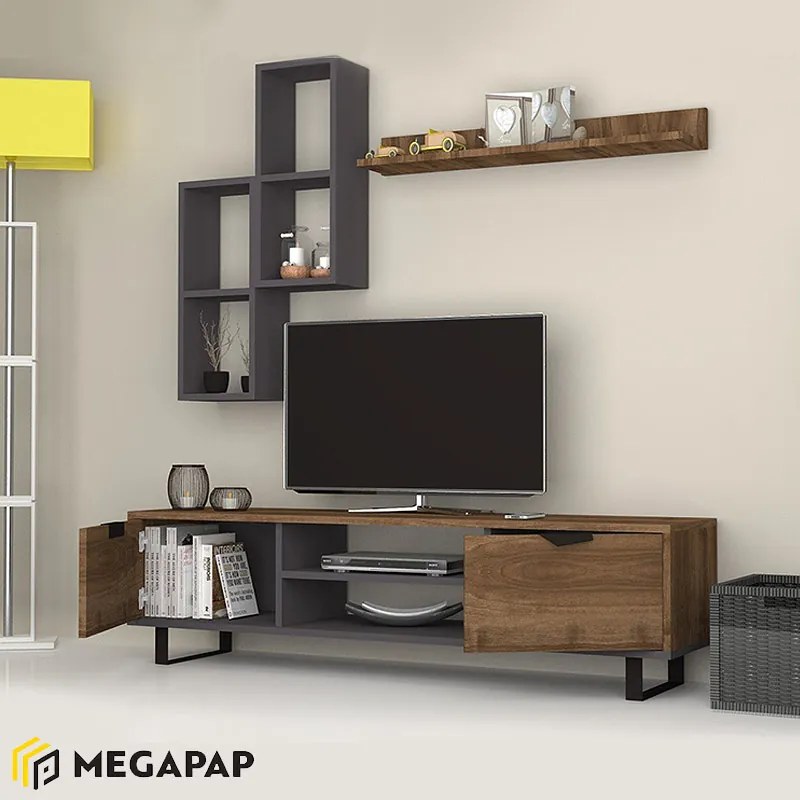 ΣΥΝΘΕΣΗ ΤΗΛΕΟΡΑΣΗΣ LONSA MEGAPAP ΧΡΩΜΑ ΚΑΡΥΔΙ - ΓΚΡΙ 160X35X40ΕΚ.