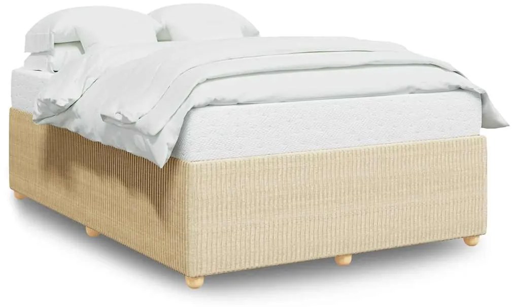 vidaXL Σκελετός Κρεβατιού Χωρίς Στρώμα Κρεμ 140x200 εκ.Υφασμάτινο