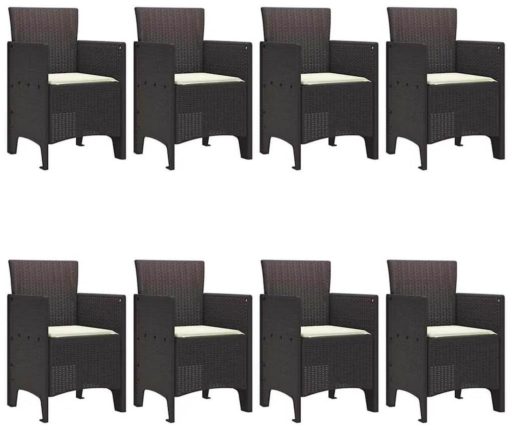 vidaXL Σέτ φαγητού για κήπο 9 pcs Καφέ Rattan Polt