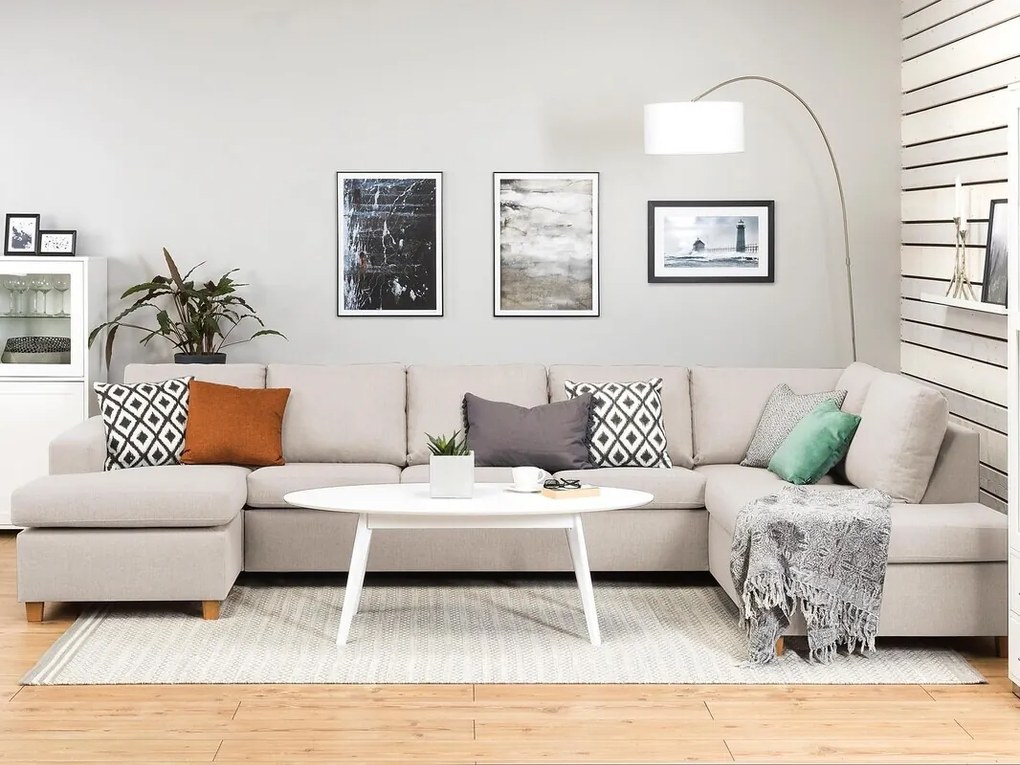 Γωνιακός Καναπές Scandinavian Choice C157, Ανοιχτό καφέ, 344x199x80cm