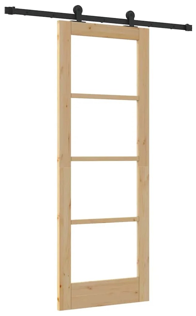 vidaXL Συρόμενη Πόρτα Καφέ 73.5 x 198.5 εκ. Ξύλο και μέταλλο