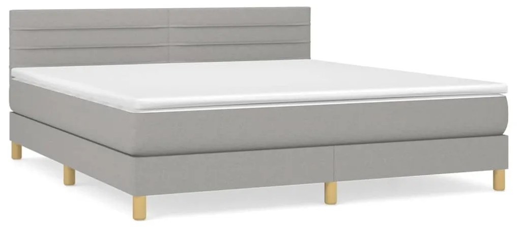 Κρεβάτι Boxspring με Στρώμα Ανοιχτό Γκρι 180x200 εκ. Υφασμάτινο - Γκρι