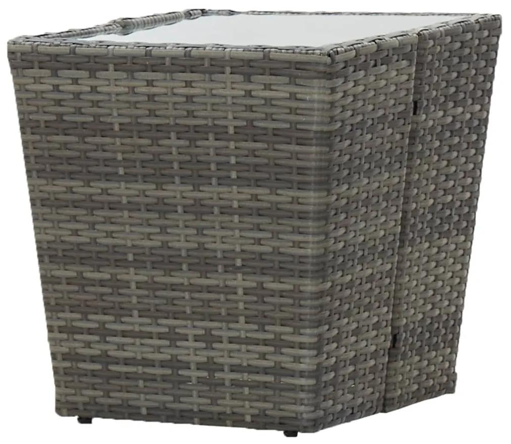vidaXL Τραπέζι Βοηθητικό Γκρι 41,5x41,5x43 εκ. Συνθ.Ρατάν/Ψημένο Γυαλί