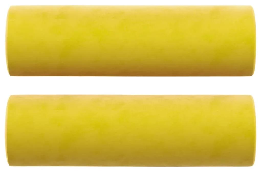 vidaXL Καναπές Τριθέσιος Κίτρινο 180 εκ. Βελούδινος με Μαξιλάρια