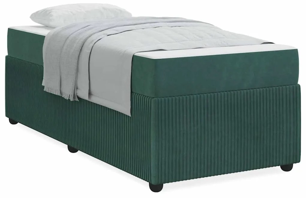 vidaXL Σκελετός Κρεβατιού με στρώμα Σκούρο Πράσινο 100 x 200 cm ύφασμα