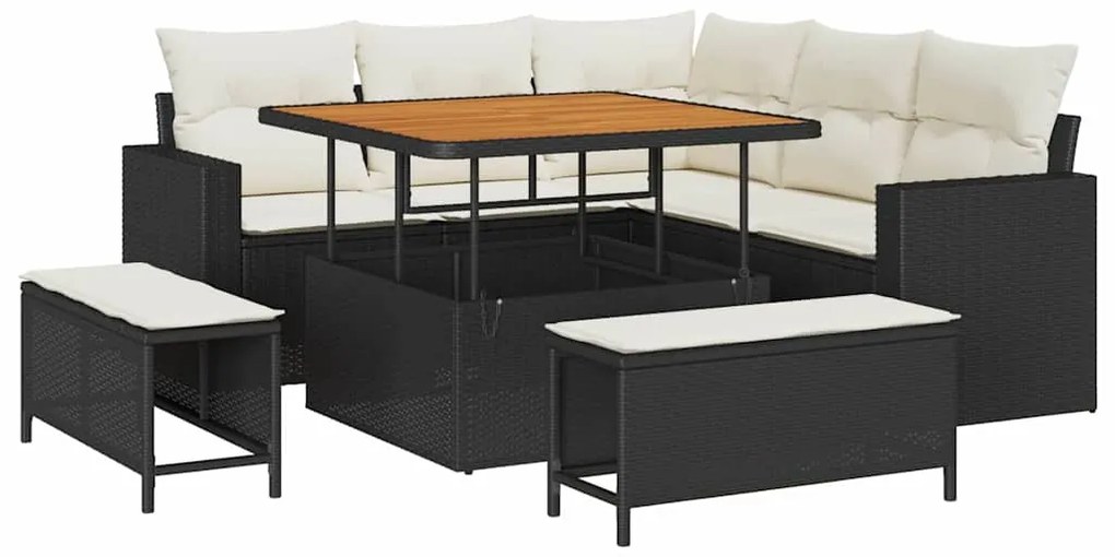 vidaXL Σετ Καναπέ Κήπου 8 pcs Μαύρο συνθετικό ρατάν