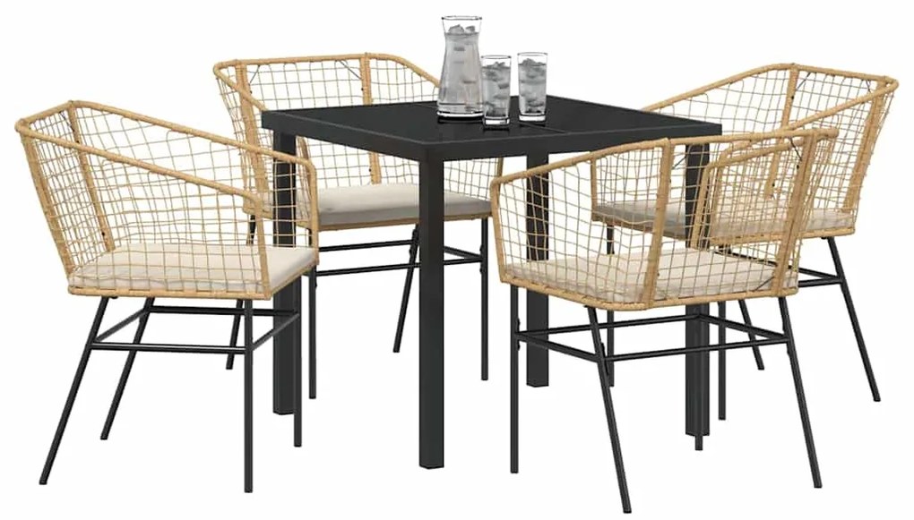 vidaXL Σέτ φαγητού για κήπο 5 pcs Καφέ συνθετικό ρατάν