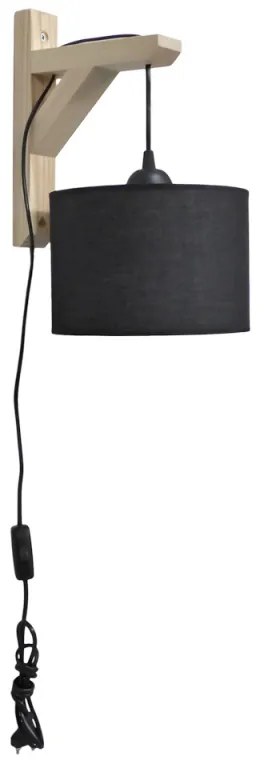 Απλίκα Τοίχου Με Φις Πρίζας Heronia HKF-03 14-0244 Wood/Black