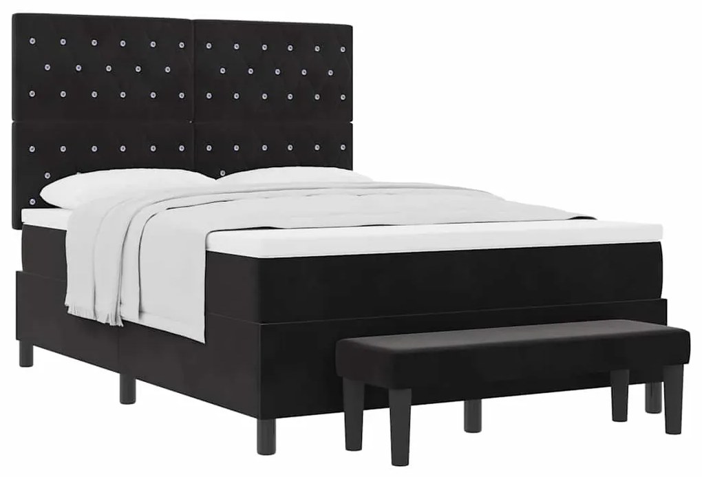 vidaXL Κρεβάτι με ελατήρια με στρώμα Μαύρο 140 x 200 cm Βελούδο
