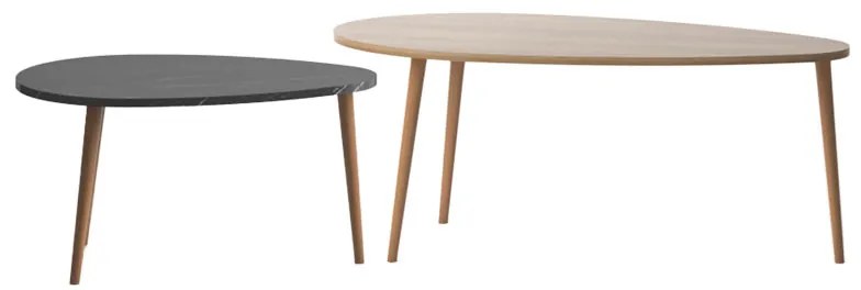 Τραπέζι σαλονιού Monty pakoworld oak-μαύρο μαρμάρου 116x46x46εκ