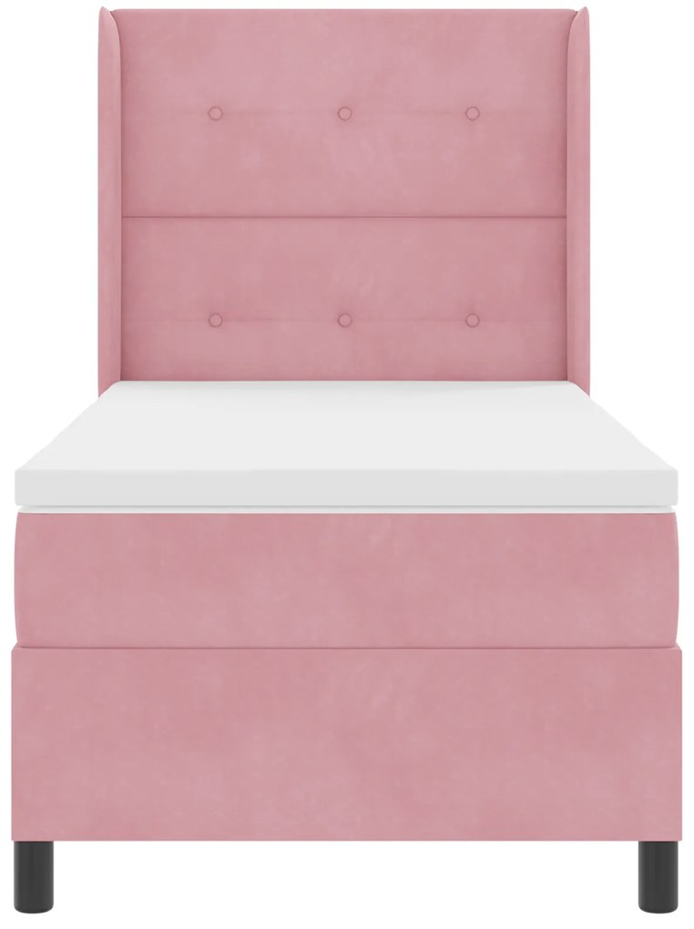 vidaXL κρεβάτι με τύπο box spring και στρώμα  Ροζ 90x190 εκ. Βελούδο