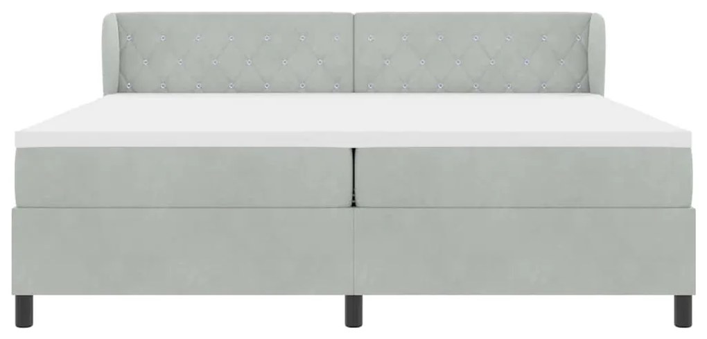 vidaXL Κρεβάτι με ελατήρια με στρώμα Ανοιχτό γκρι 200 x 200 cm Βελούδο