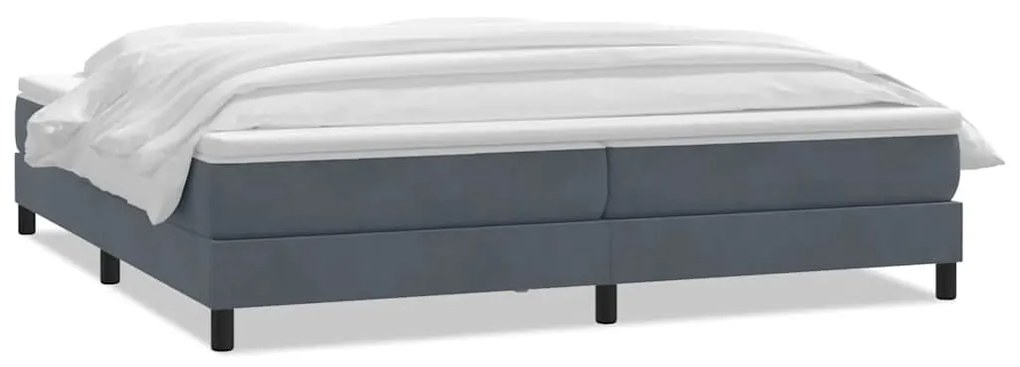 vidaXL Κρεβάτι Boxspring με Στρώμα Σκούρο Γκρι 200x210 εκ. Βελούδινο