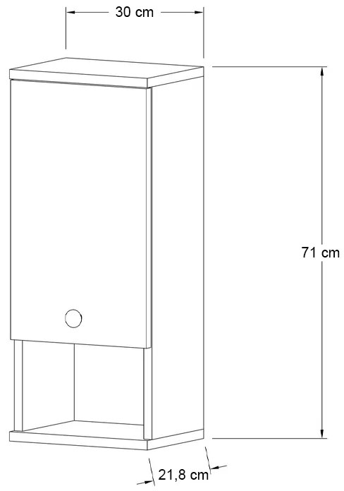 Ντουλάπι μπάνιου επιτοίχιο Mis Megapap χρώμα καρυδί 30x21,8x71εκ.