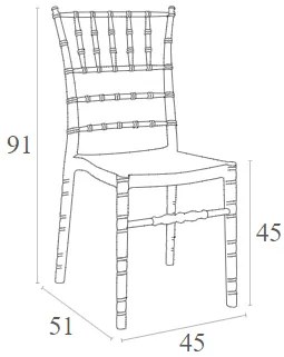 KAPEKΛA CHIAVARI GLOSSY WHITE 45X51X91εκ. (Σετ 4 ΤΕΜ)