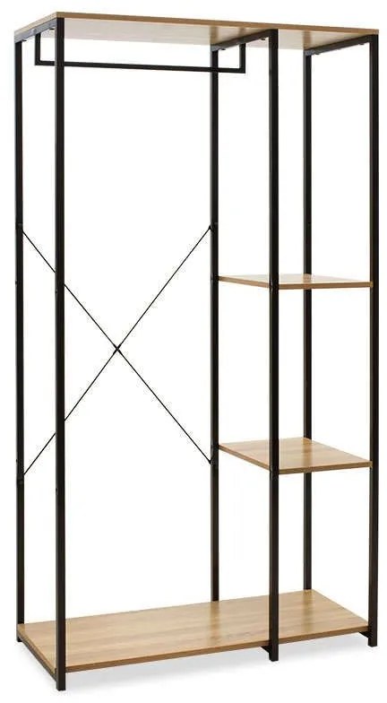 Έπιπλο Εισόδου-Ντουλάπα Ramon 085-000008 90,5x41x167cm Natural - Black Μελαμίνη,Μέταλλο