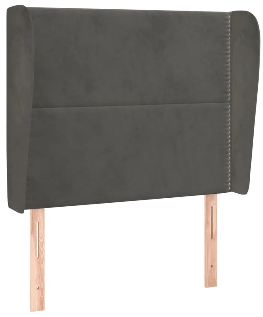 vidaXL Κεφαλάρι με Πτερύγια Σκούρο Γκρι 93 x 23 x 118/128εκ.Βελούδινο