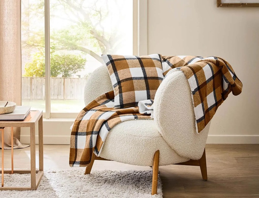 Διακοσμητικό Μαξιλάρι Ecossais Douceur d'intérieur με διαστάσεις 45x45cm - Camel